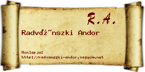 Radvánszki Andor névjegykártya