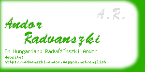 andor radvanszki business card